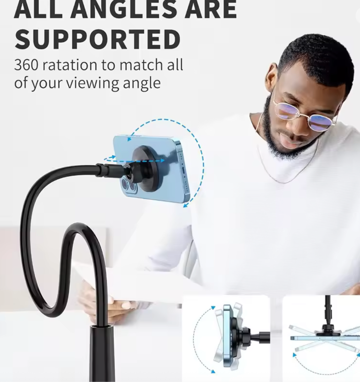 FLEXTA™ Magnetic Phone Holder – Hands-Free Desk & Bed Mount