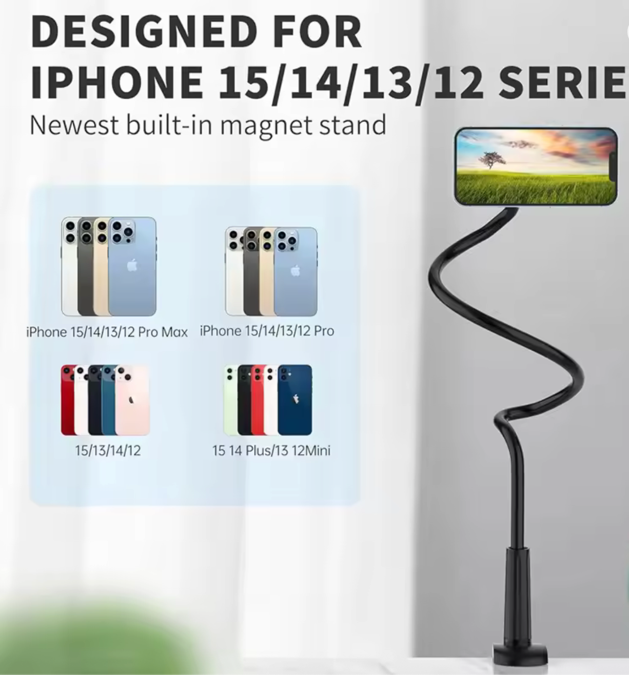 FLEXTA™ Magnetic Phone Holder – Hands-Free Desk & Bed Mount